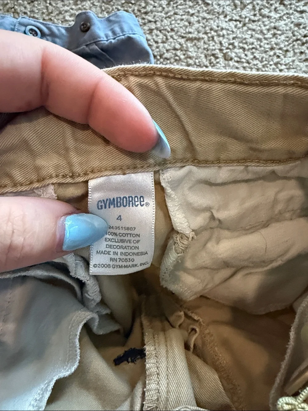 B15 Lot of 2 4t Kids Cotton Shorts - Blue and Khaki |